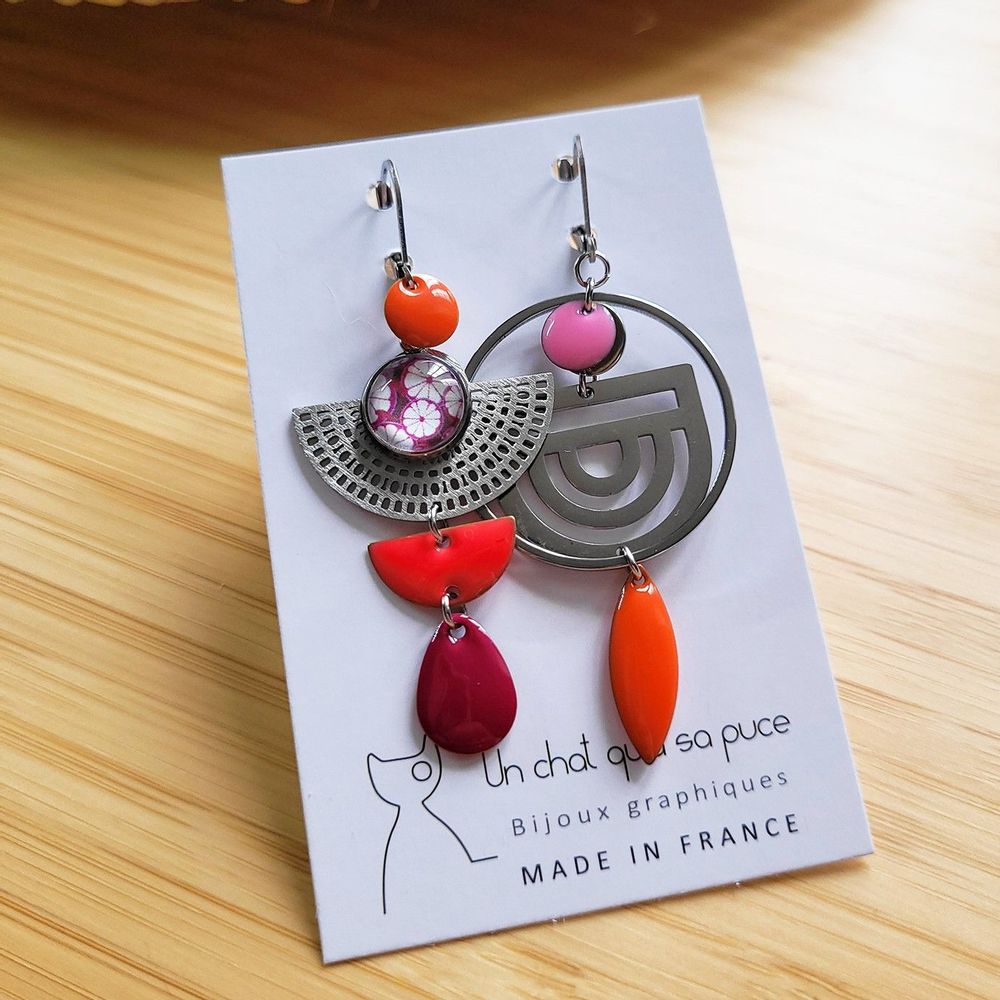 Jewelry - Women's Stainless Steel Collection Earrings - UN CHAT QU'A SA PUCE