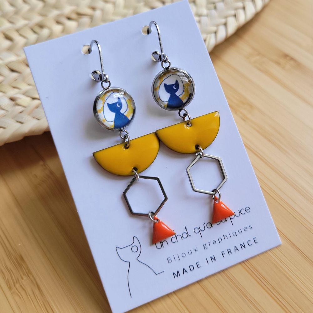 Jewelry - Women's Stainless Steel Collection Earrings - UN CHAT QU'A SA PUCE