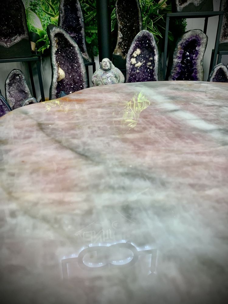 Coffee tables - The pink quartz coffee table: a unique handmade art object - LAVENTURINE GALLERY