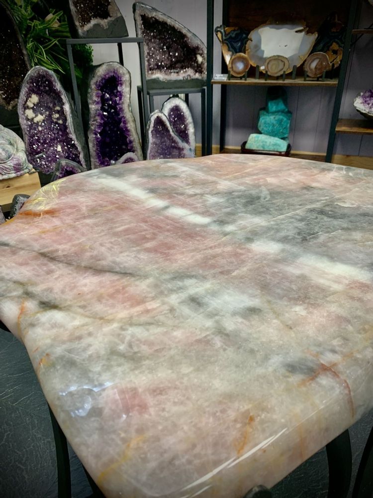 Coffee tables - The pink quartz coffee table: a unique handmade art object - LAVENTURINE GALLERY