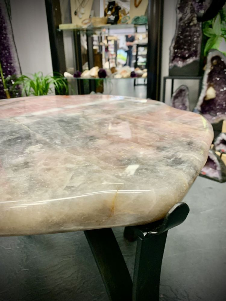 Coffee tables - The pink quartz coffee table: a unique handmade art object - LAVENTURINE GALLERY