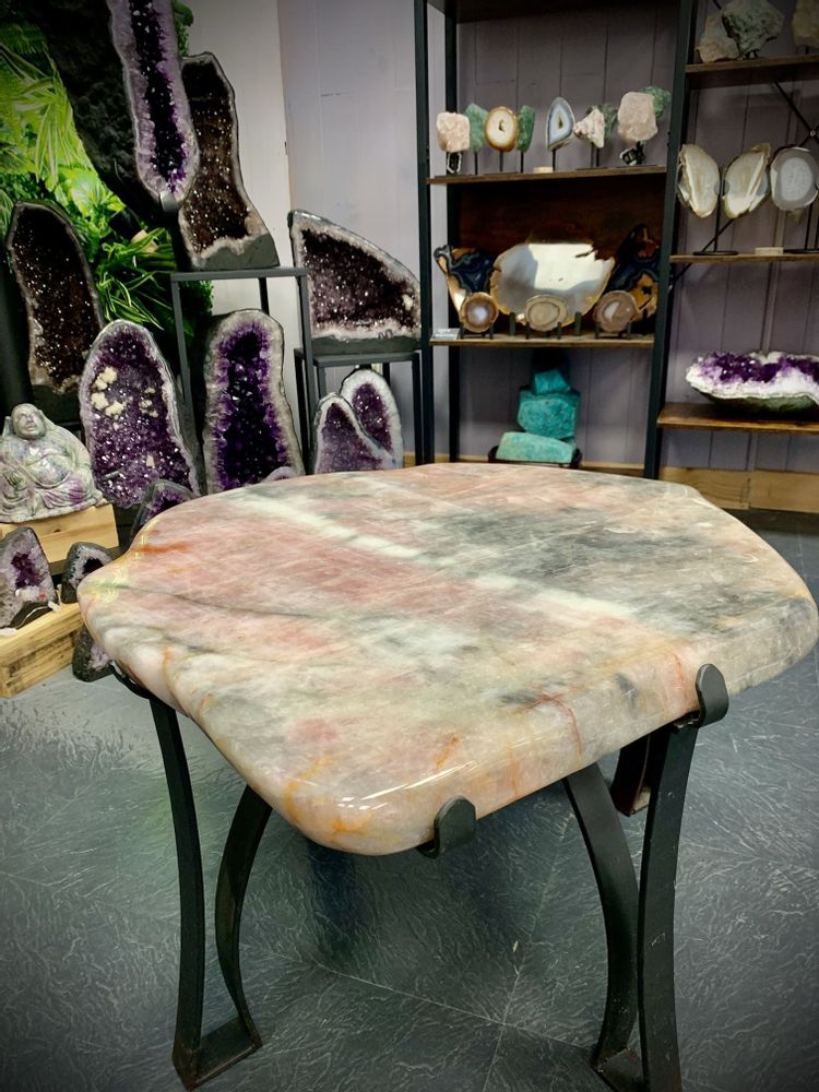 Coffee tables - The pink quartz coffee table: a unique handmade art object - LAVENTURINE GALLERY