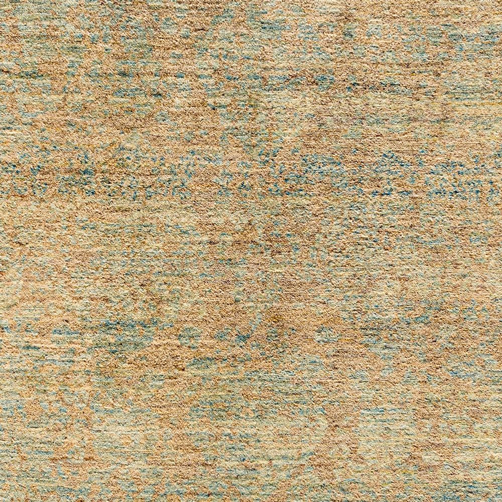 Tapis design - Abrashed Floral Cartouches, Hues of Warm Beige & Pastel Blues - ZOLLANVARI INTERNATIONAL