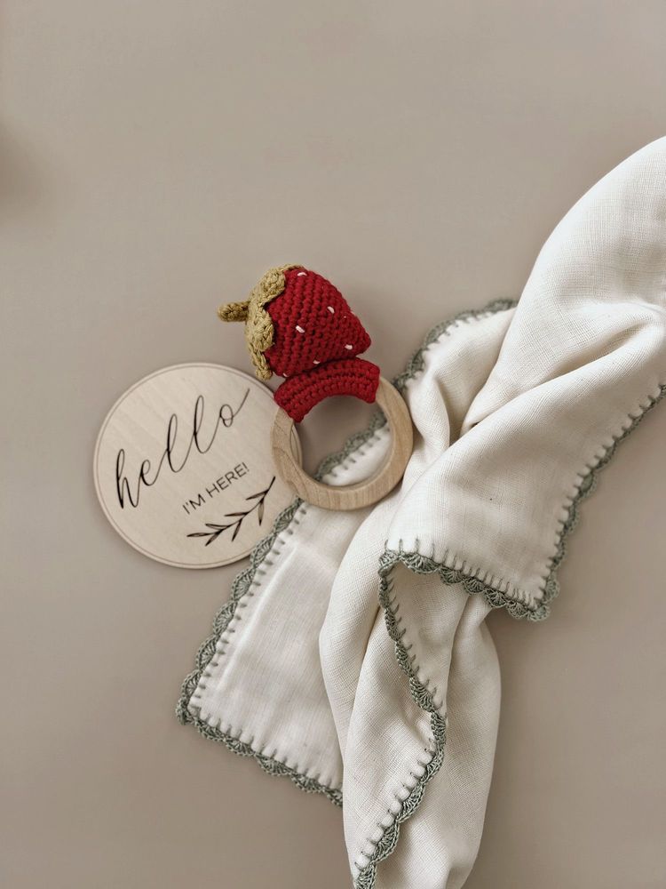 Soft toy - Strawberry Teething Ring | with bell - PATTI OSLO
