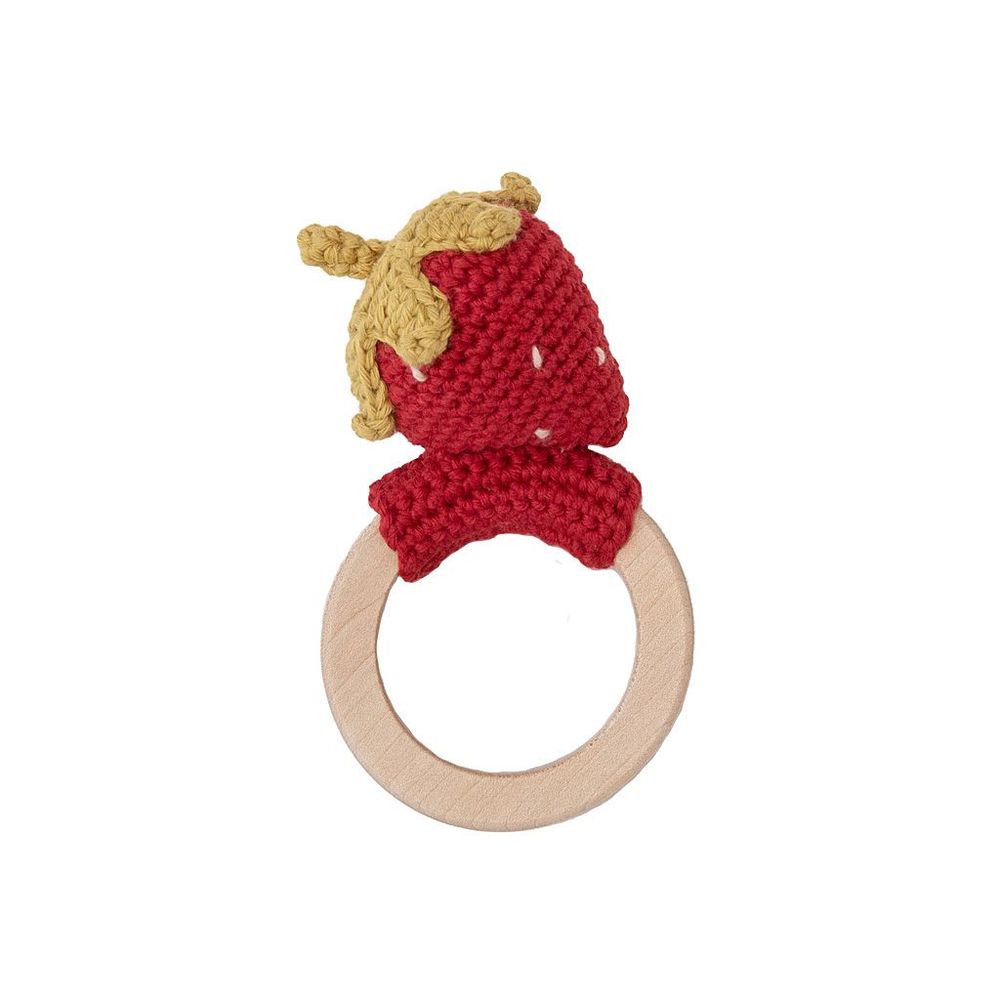 Soft toy - Strawberry Teething Ring | with bell - PATTI OSLO