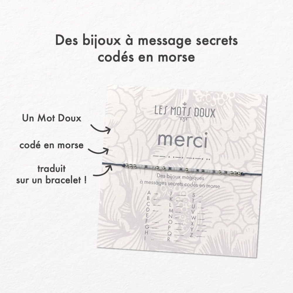 Bijoux - Bracelet Code Morse : Merci - LES MOTS DOUX