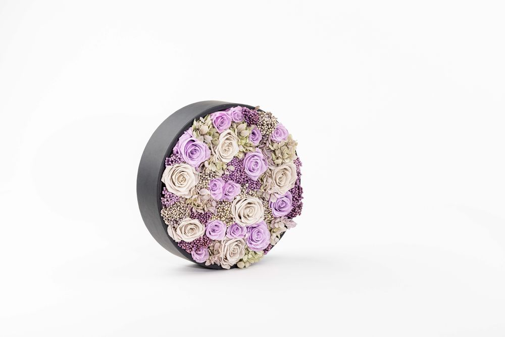 Objets de décoration - Coffret de fleurs préservées - Boite ronde Taille L - BENOIT SAINT AMAND