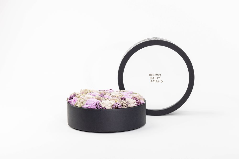 Objets de décoration - Coffret de fleurs préservées - Boite ronde Taille L - BENOIT SAINT AMAND