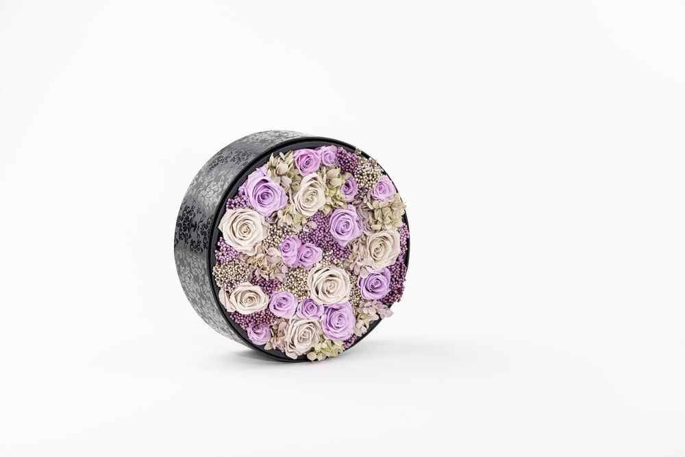 Objets de décoration - Coffret de fleurs préservées - Boite ronde Taille L - BENOIT SAINT AMAND