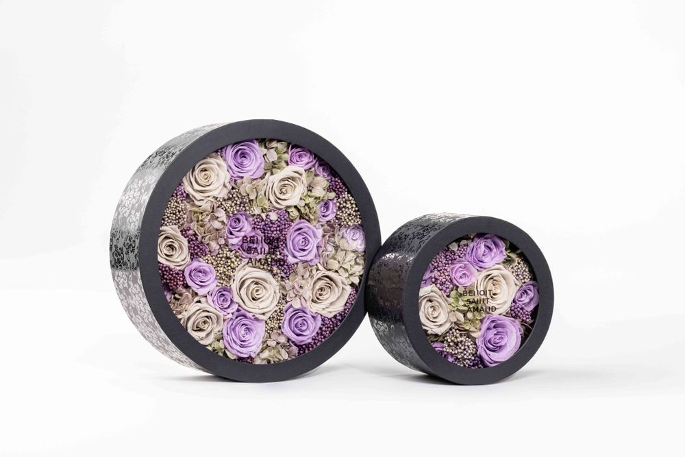 Objets de décoration - Coffret de fleurs préservées - Boite ronde Taille L - BENOIT SAINT AMAND