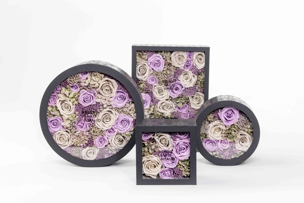 Coffrets et boîtes - Coffret de fleurs préservées - Boite ronde Taille M - BENOIT SAINT AMAND