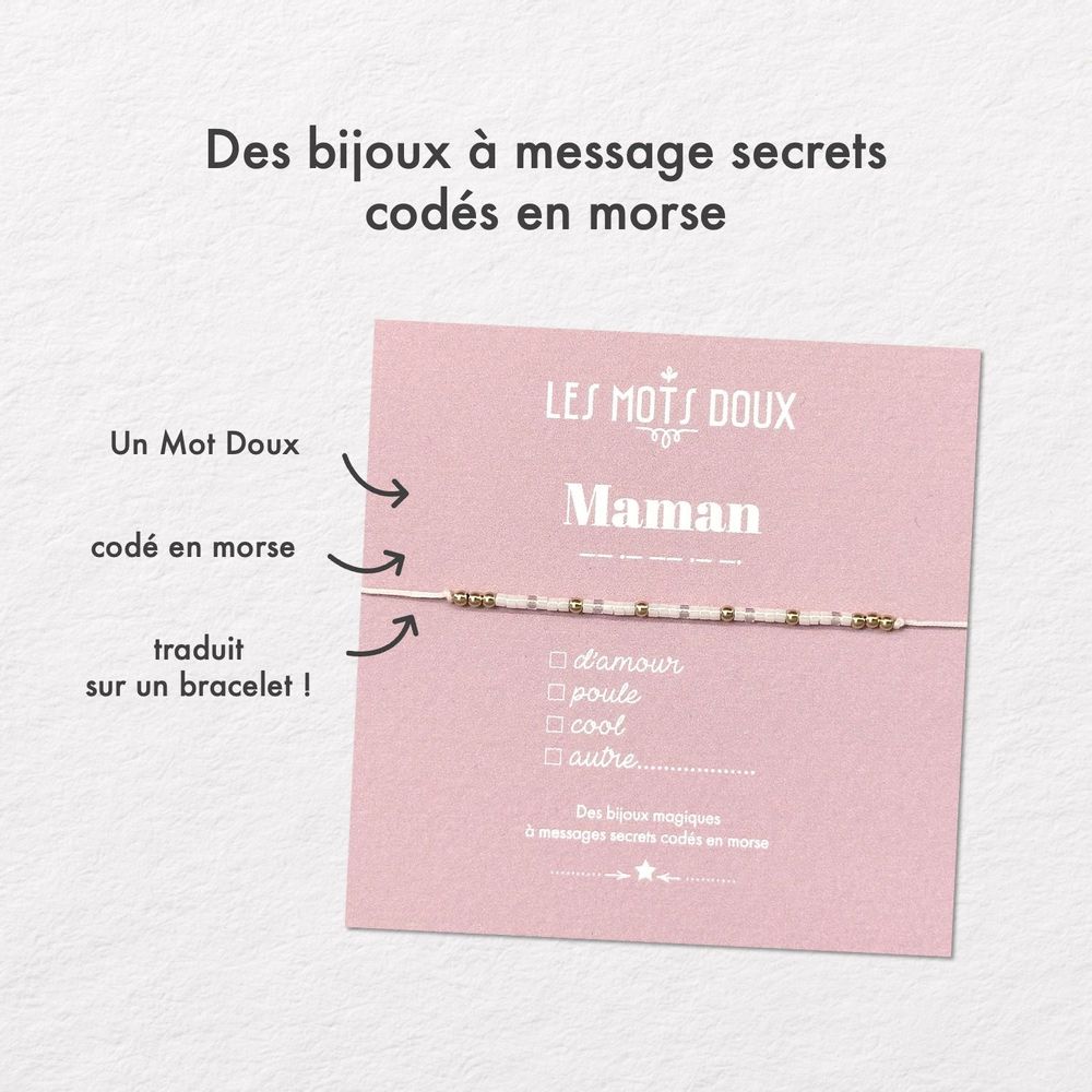 Bijoux - Bracelet Code Morse : Maman (blanc) - LES MOTS DOUX