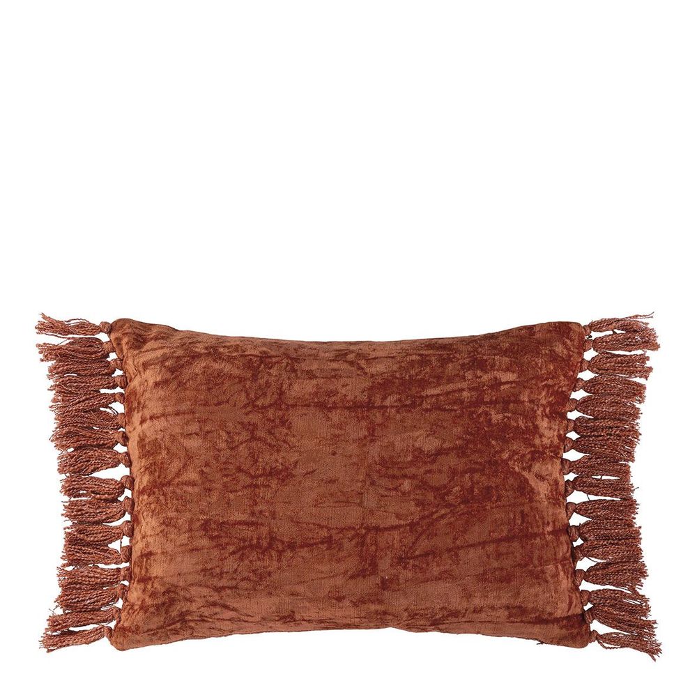 Fabric cushions - PAULA cushion cover iridescent burnt orange velvet - BLANC D'IVOIRE