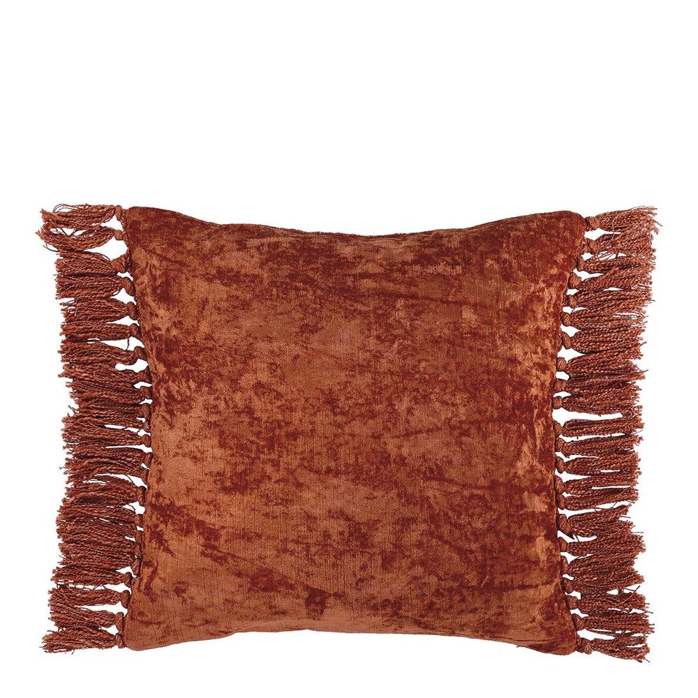 Coussins textile - Housse de coussin PAULA velours irisé orange brûlé - BLANC D'IVOIRE