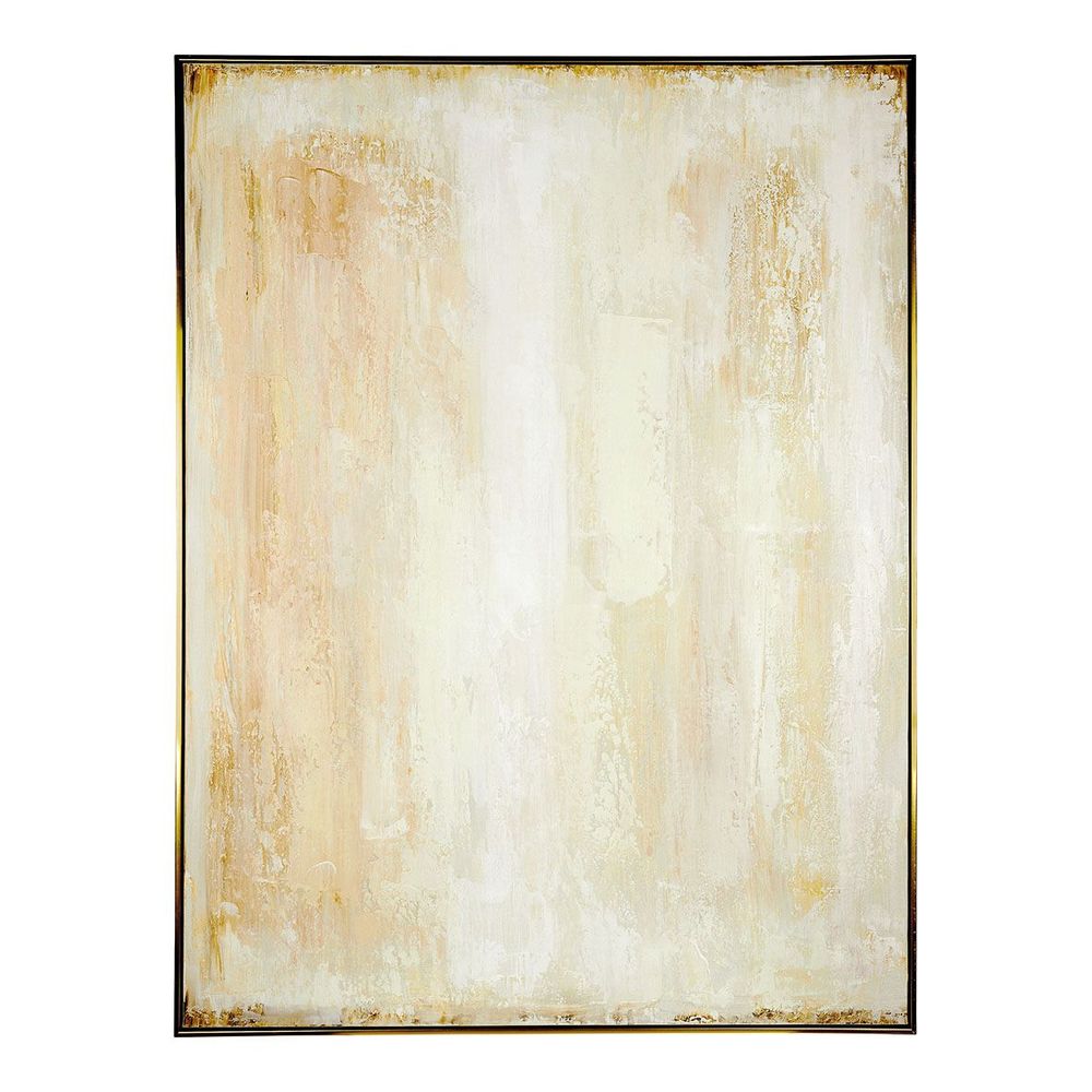 Paintings - Painting VEILS D'OR white and gold acrylic paint - BLANC D'IVOIRE