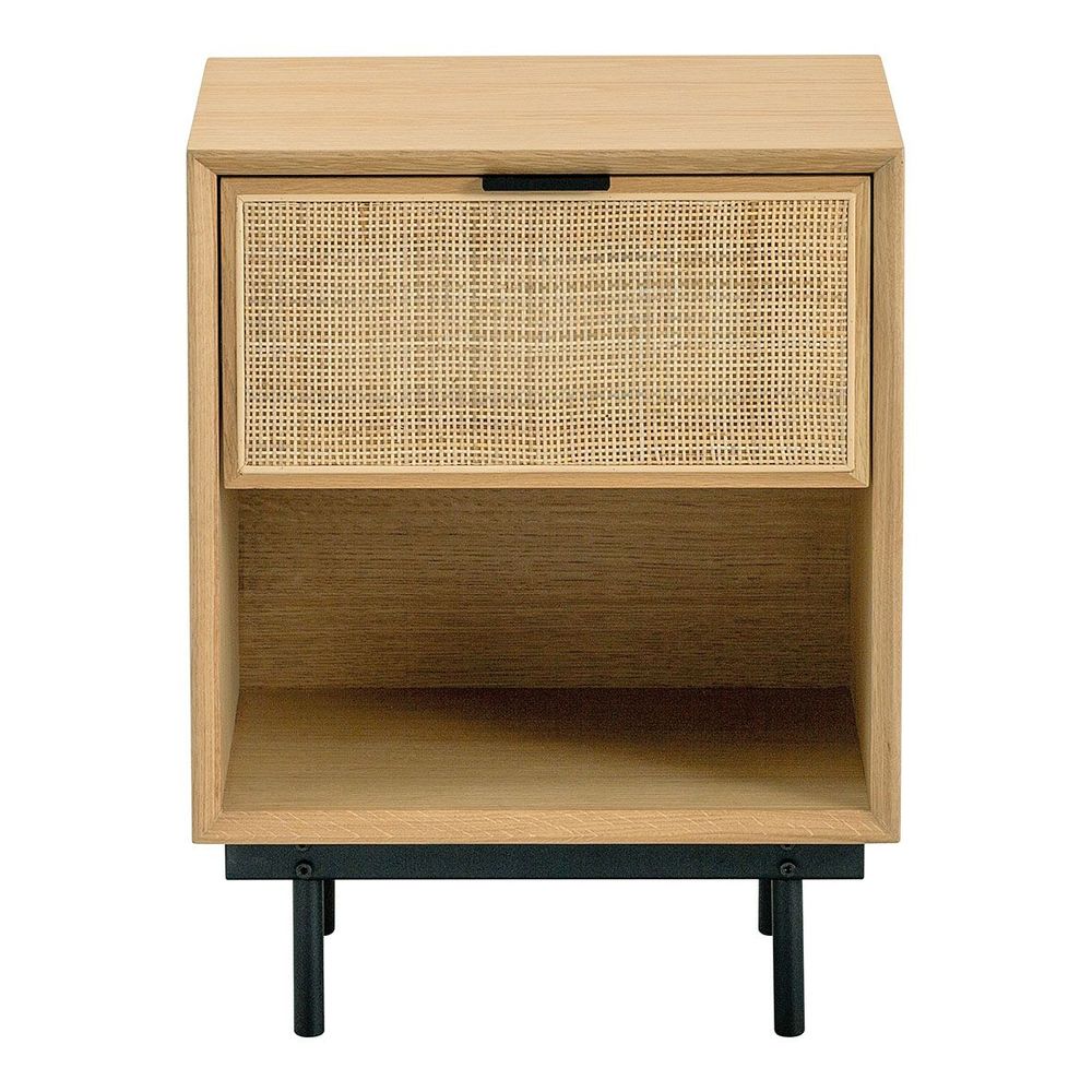 Night tables - AUGUSTIN light oak and cane bedside table - BLANC D'IVOIRE