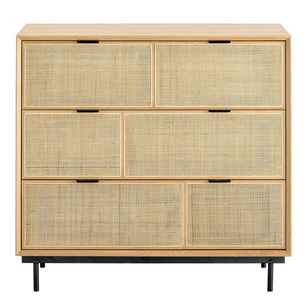 Commodes - Commode AUGUSTIN chêne clair et cannage - BLANC D'IVOIRE