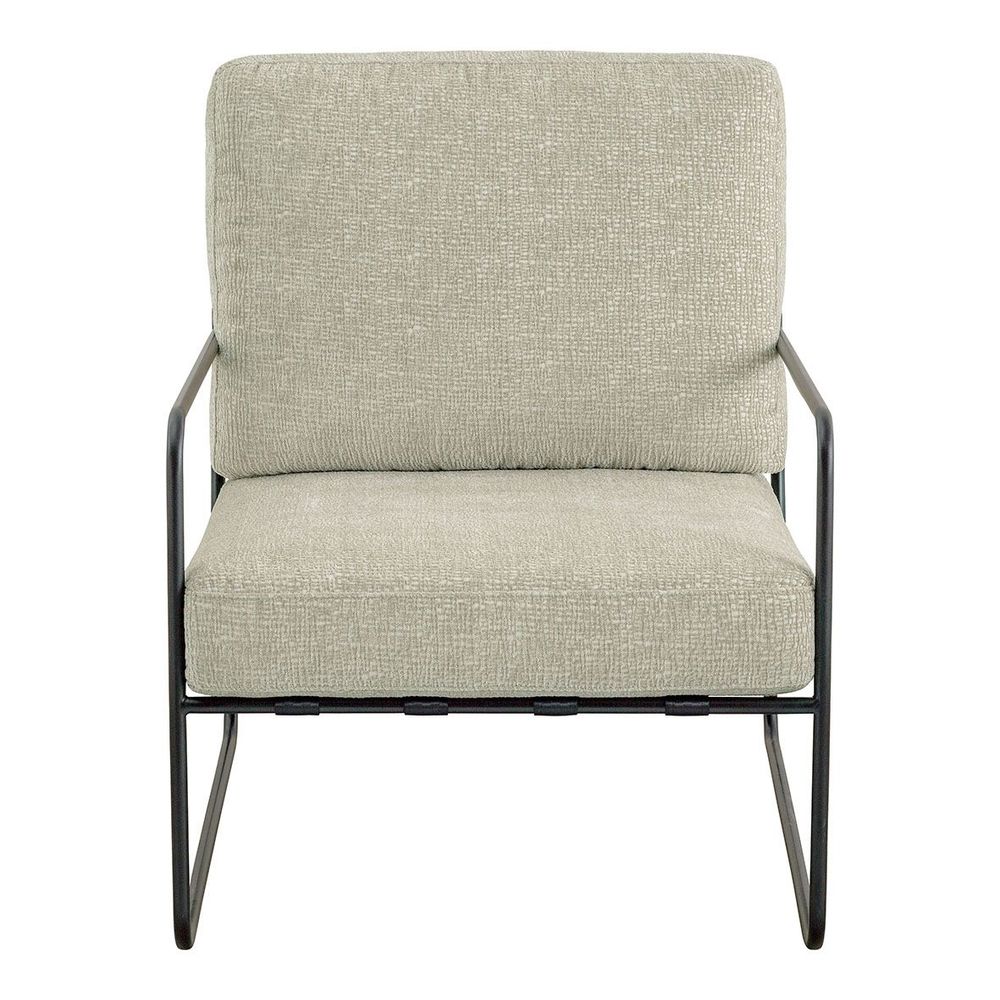 Fauteuils - Fauteuil GASPARD déhoussable tissu jacquard de velours sable et métal - BLANC D'IVOIRE