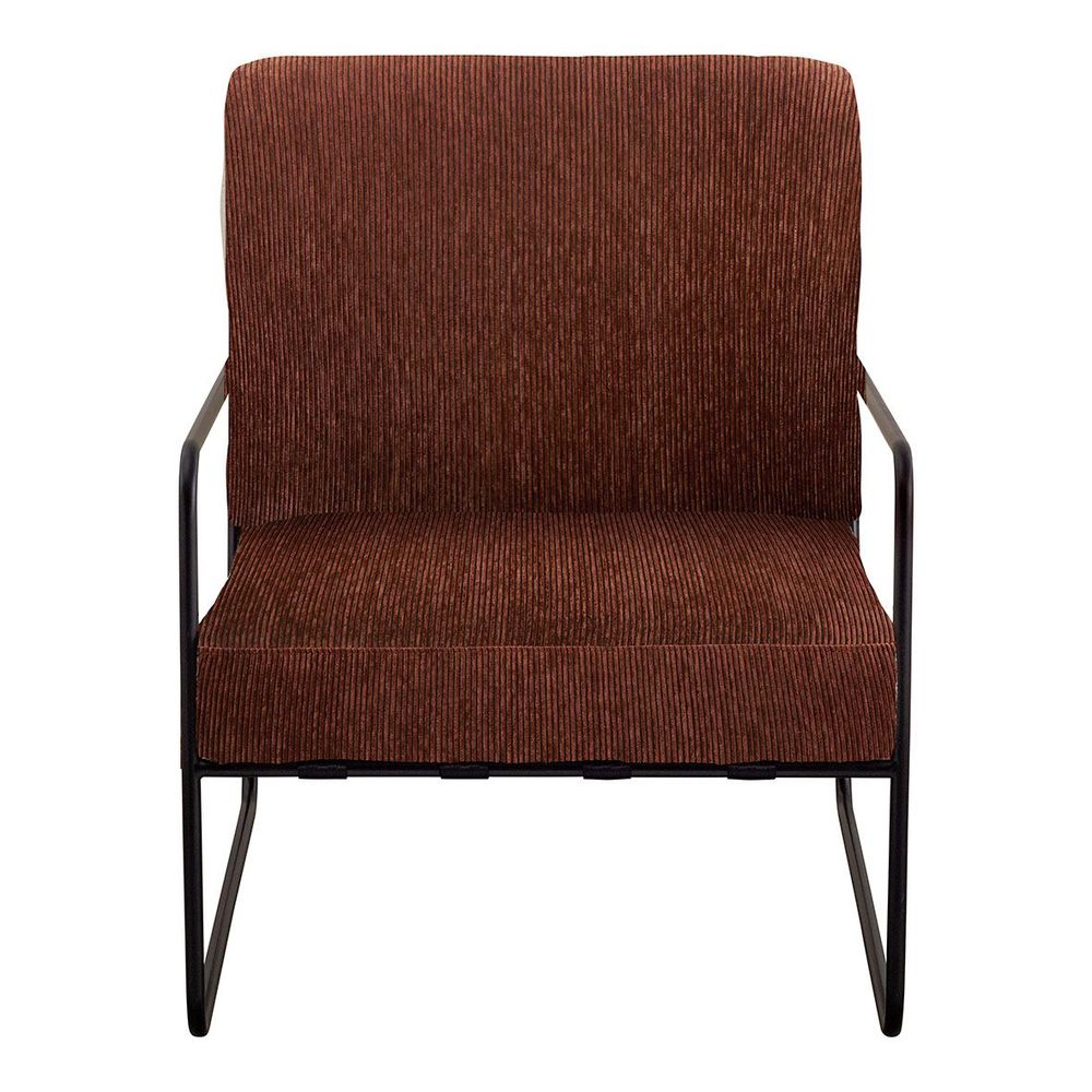 Armchairs - GASPARD armchair with removable cover in brick red corduroy and metal - BLANC D'IVOIRE