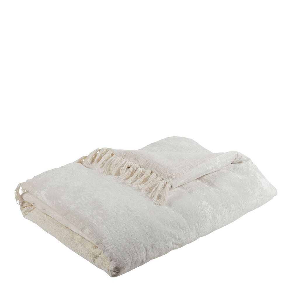 Bed linens - PAULA white iridescent velvet futon - BLANC D'IVOIRE