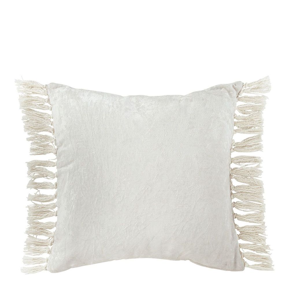 Fabric cushions - PAULA white iridescent velvet cushion cover - BLANC D'IVOIRE