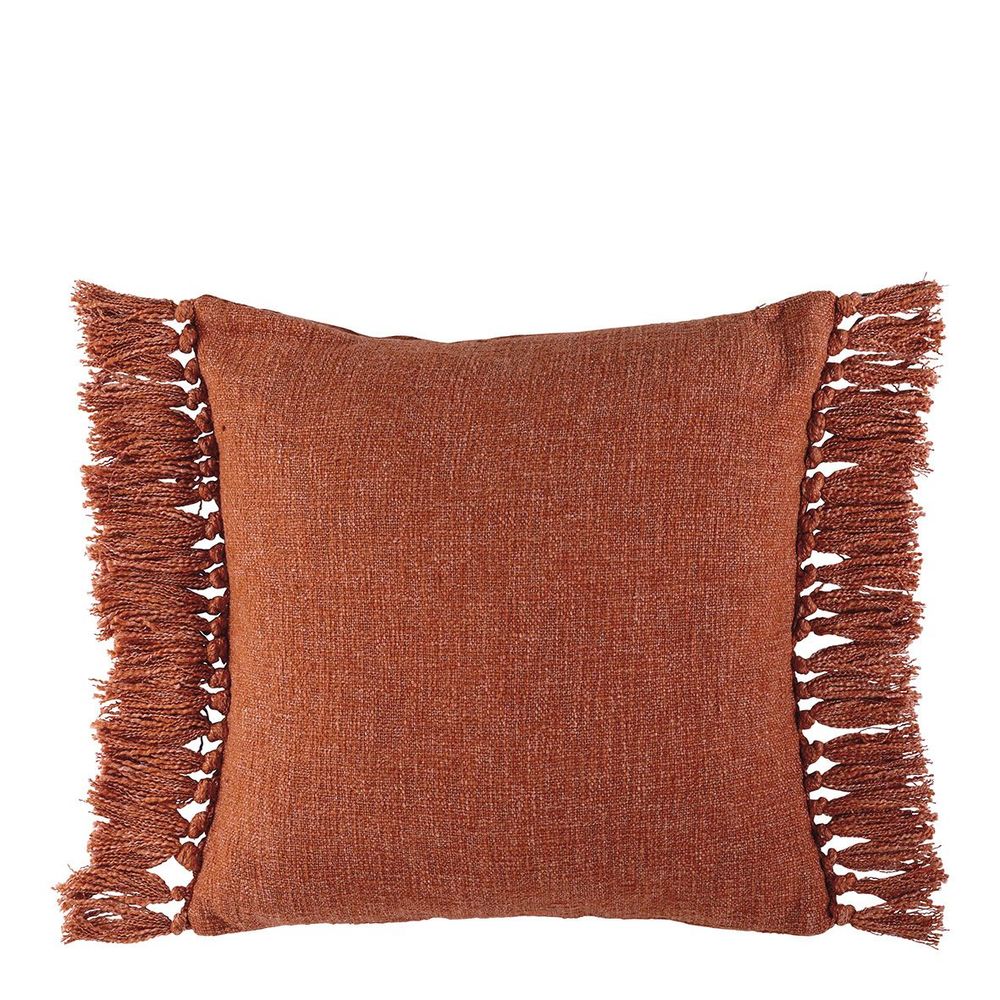 Coussins textile - Housse de coussin PAULA velours irisé orange brûlé - BLANC D'IVOIRE