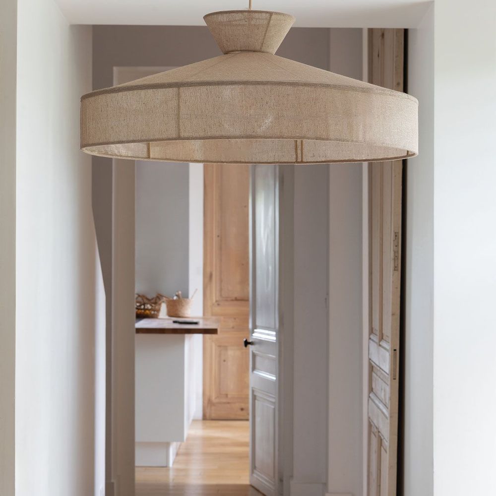 Hanging lights - CAPELINE pendant light in cream fabric  - BLANC D'IVOIRE
