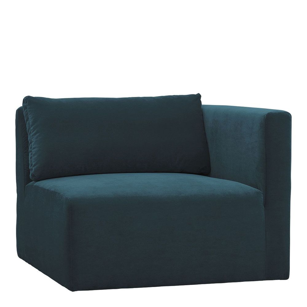 Sofas - LOU sofa in peacock blue cotton velvet right module - BLANC D'IVOIRE