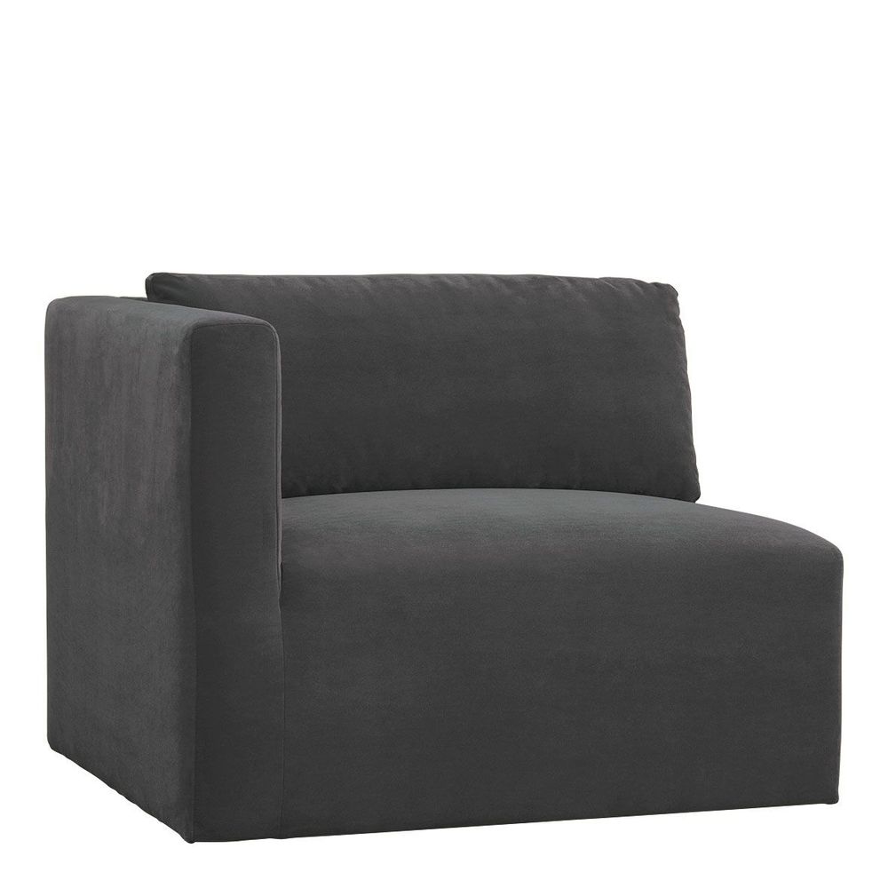 Sofas - LOU sofa dark gray cotton velvet left module - BLANC D'IVOIRE