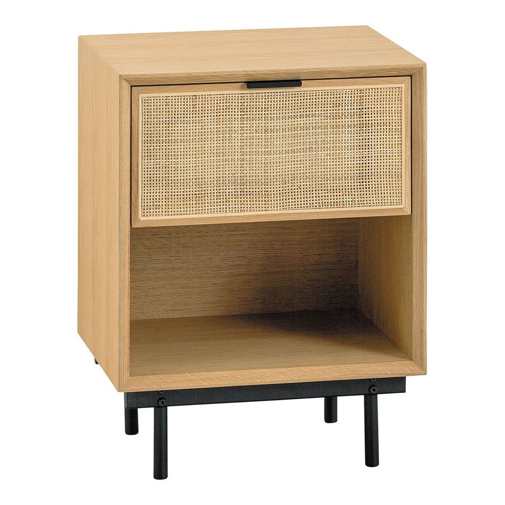 Night tables - AUGUSTIN light oak and cane bedside table - BLANC D'IVOIRE