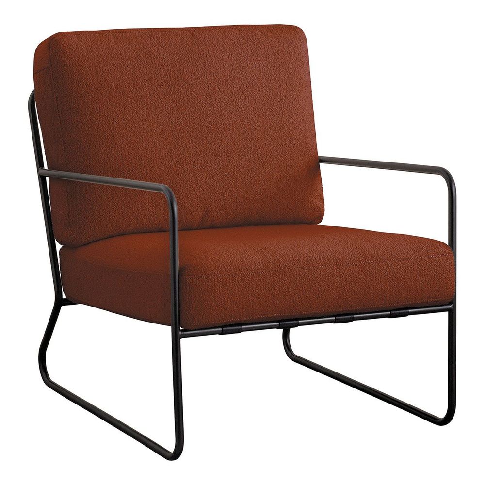 Armchairs - GASPARD armchair with removable cover in terracotta terry fabric and metal  - BLANC D'IVOIRE