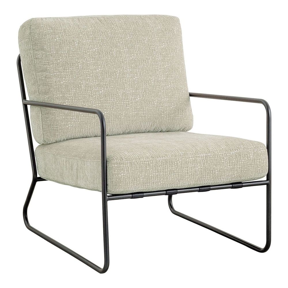 Fauteuils - Fauteuil GASPARD déhoussable tissu jacquard de velours sable et métal - BLANC D'IVOIRE