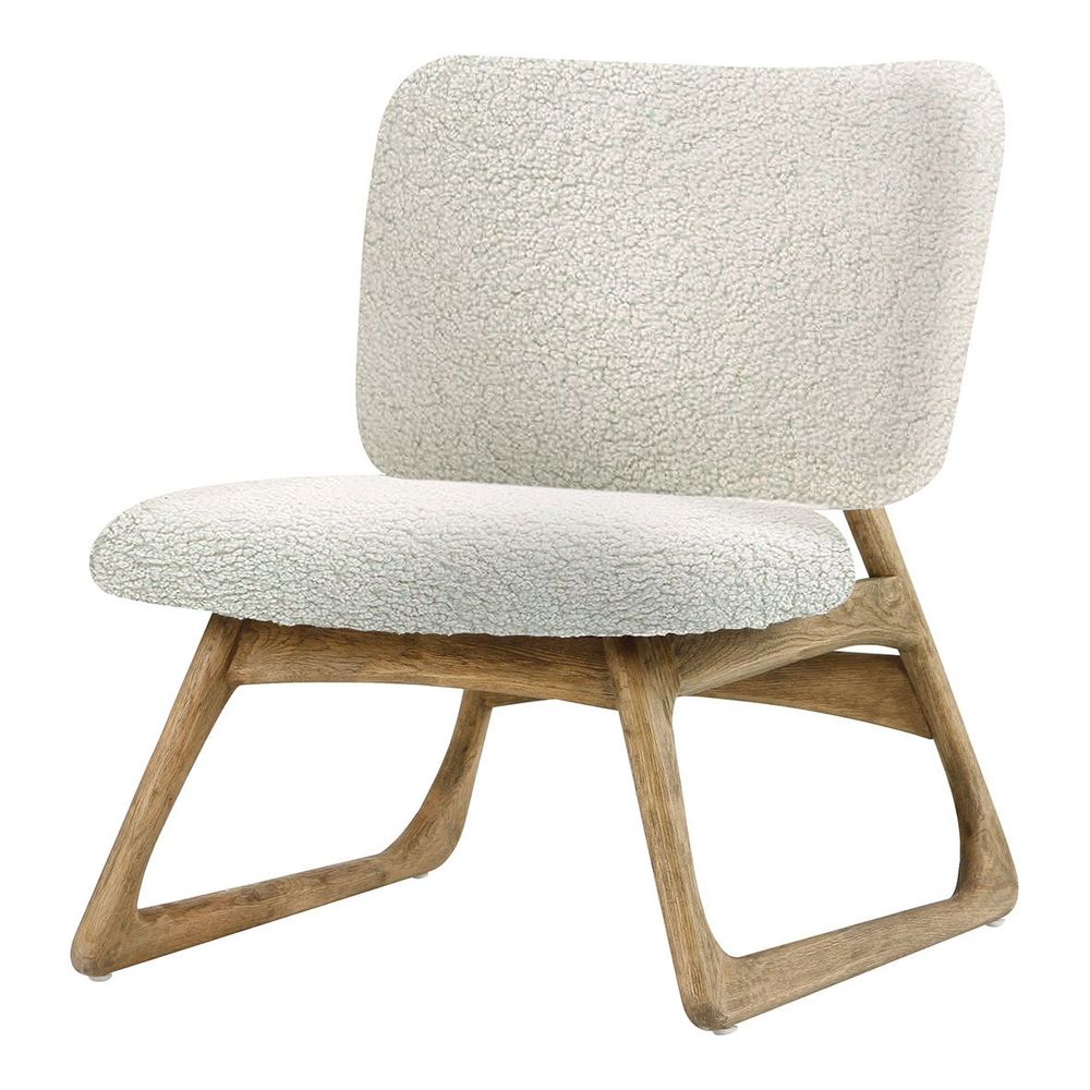 Armchairs - LINA armchair in French terry fabric, natural oak - BLANC D'IVOIRE