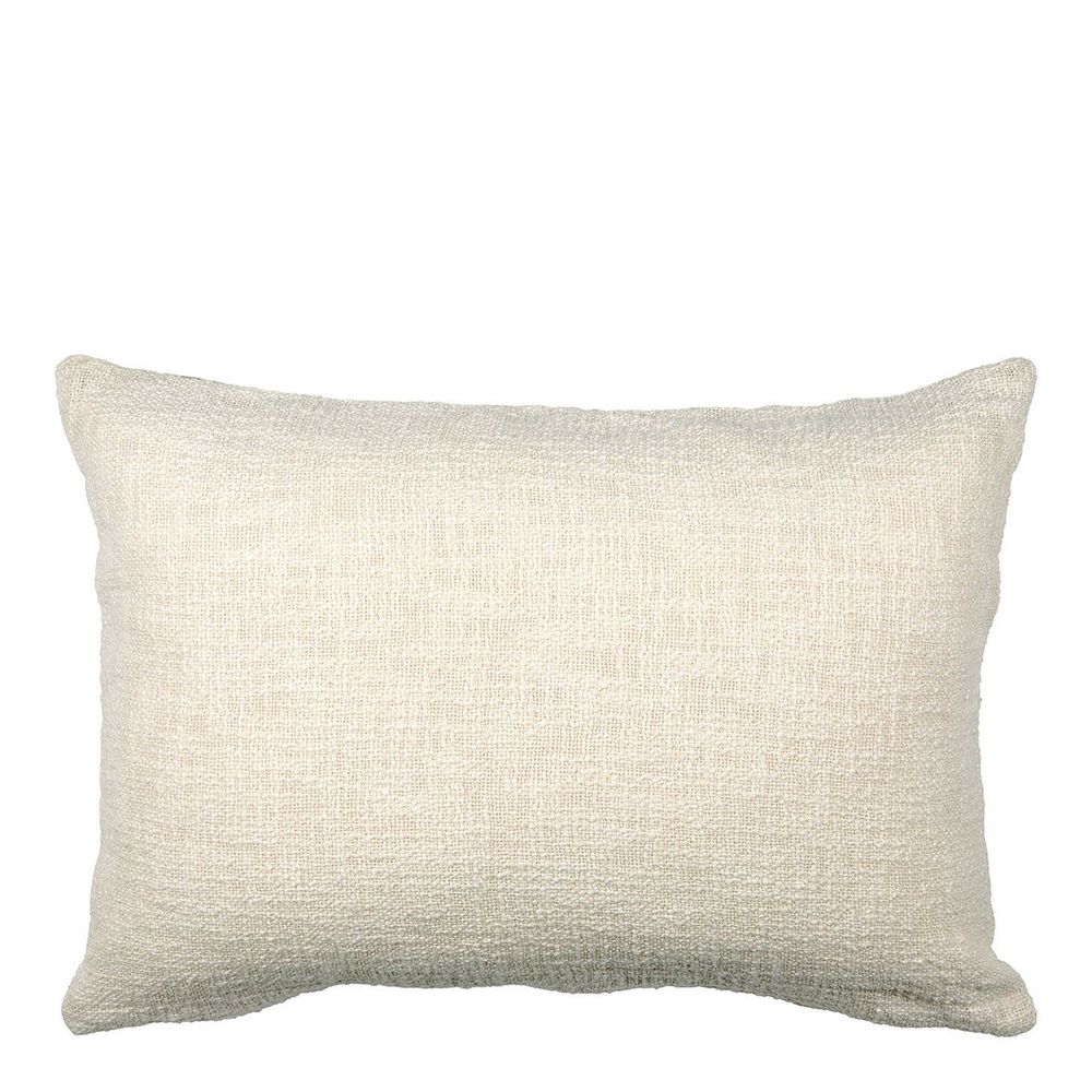 Fabric cushions - GALETS polycotton cushion cover embroidered pink and curry - BLANC D'IVOIRE