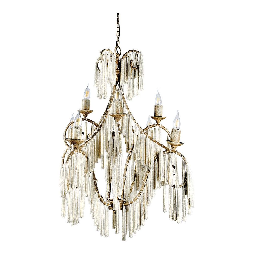 Hanging lights - ANASTASIA metal and pearl pendant light - BLANC D'IVOIRE