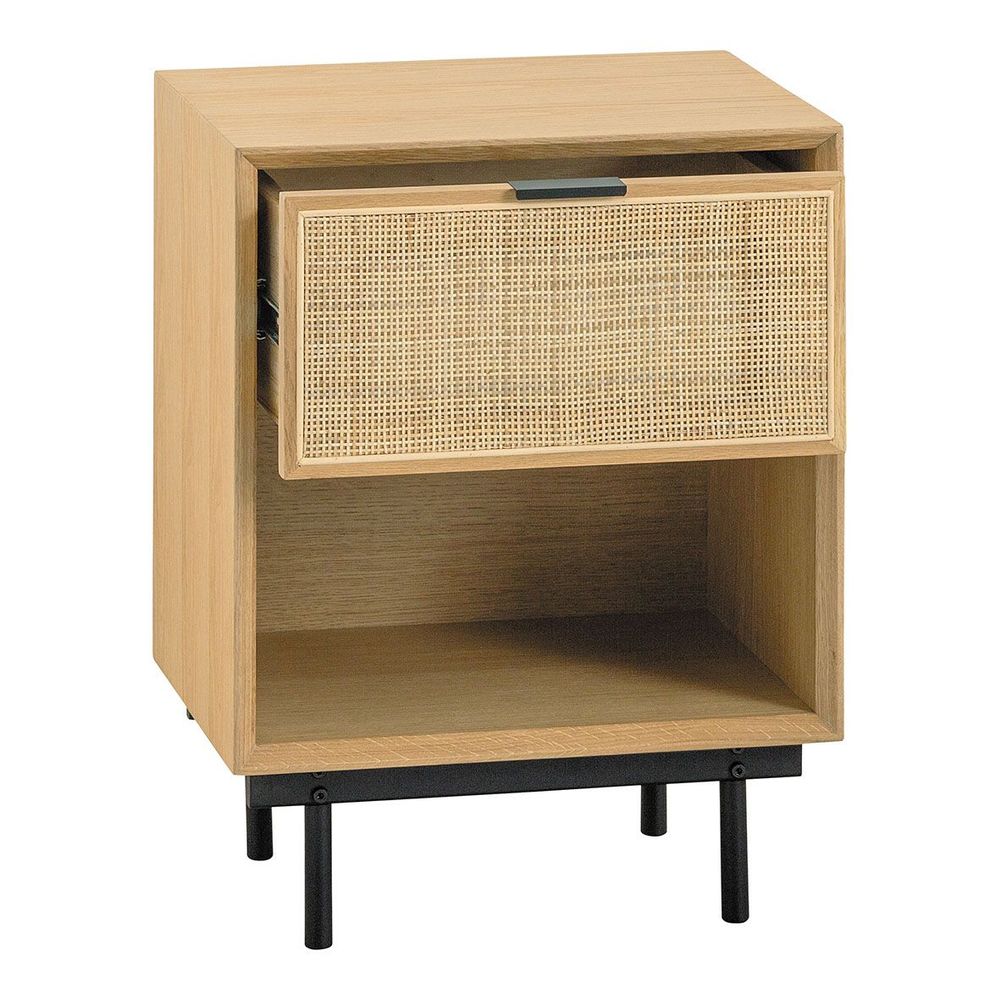 Night tables - AUGUSTIN light oak and cane bedside table - BLANC D'IVOIRE
