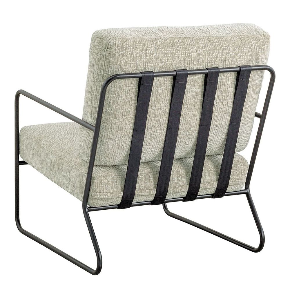 Fauteuils - Fauteuil GASPARD déhoussable tissu jacquard de velours sable et métal - BLANC D'IVOIRE