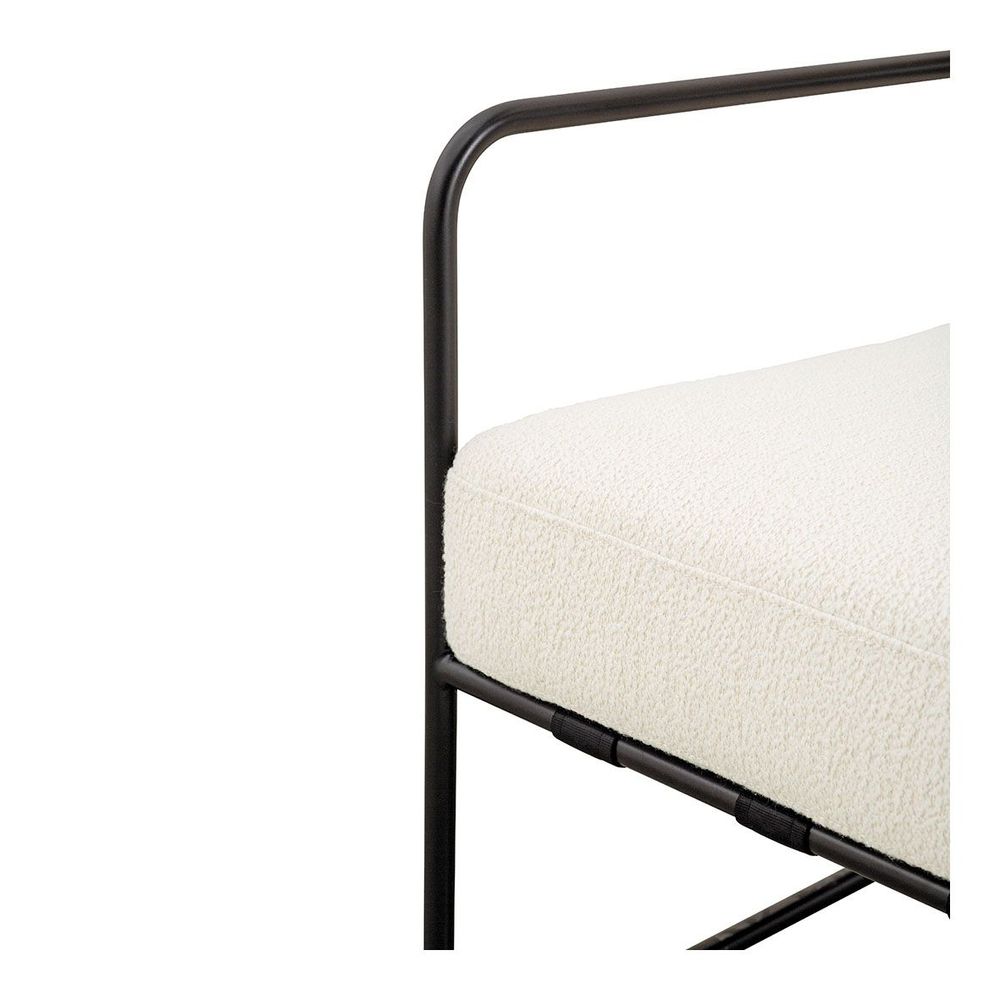 Fauteuils - Fauteuil GASPARD déhoussable tissu bouclette crème et métal - BLANC D'IVOIRE