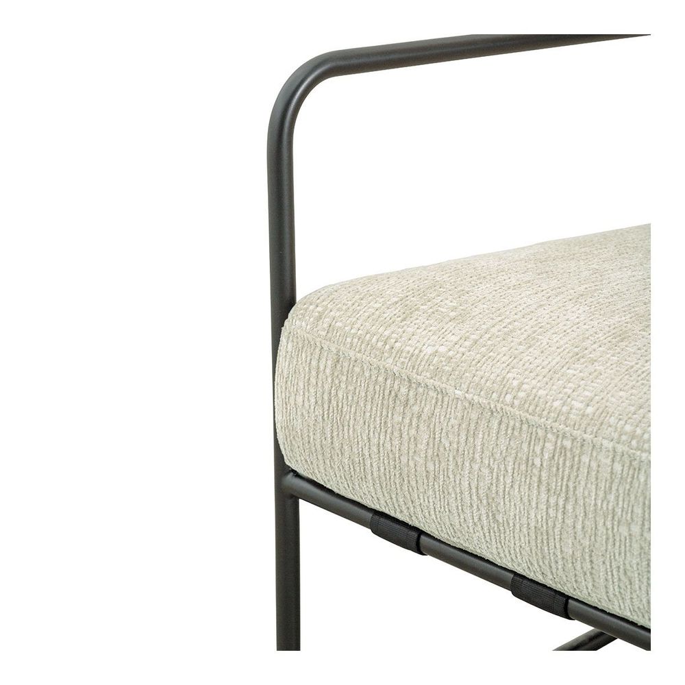 Fauteuils - Fauteuil GASPARD déhoussable tissu jacquard de velours sable et métal - BLANC D'IVOIRE