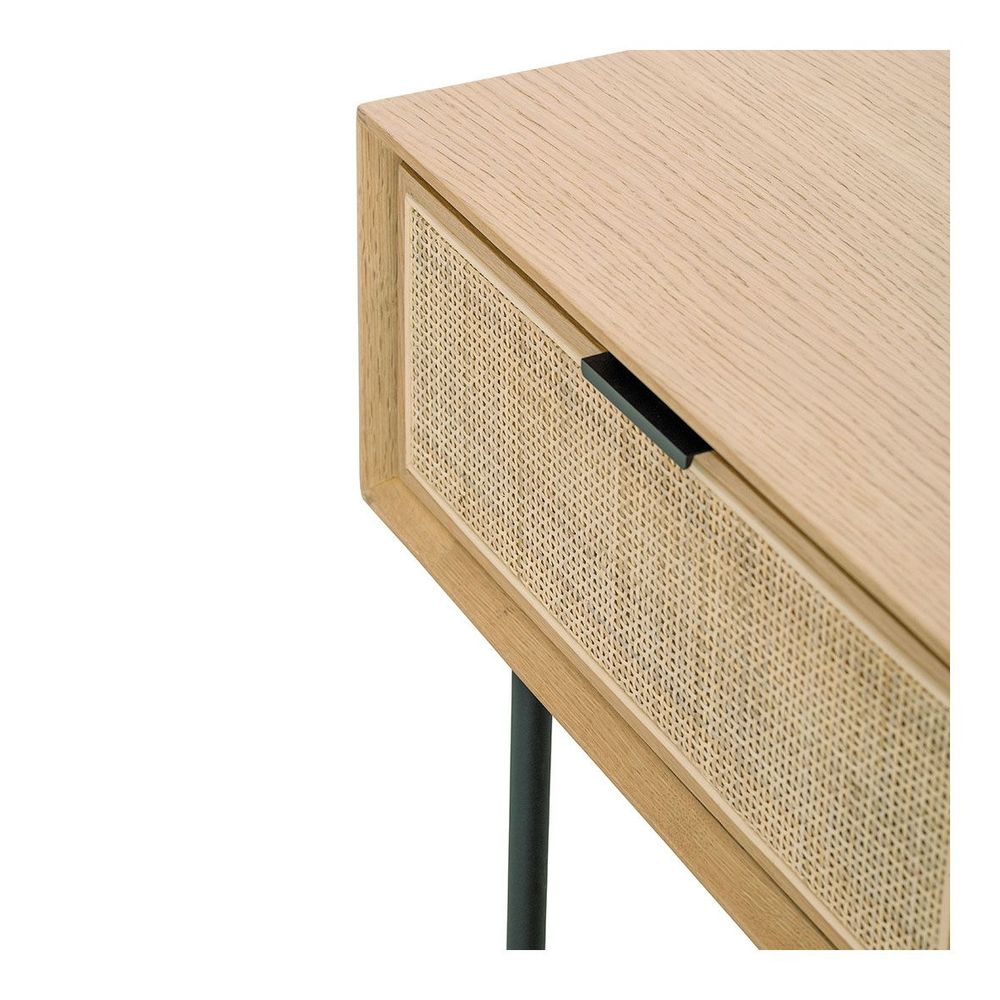 Coffee tables - AUGUSTIN console light oak and canework - BLANC D'IVOIRE