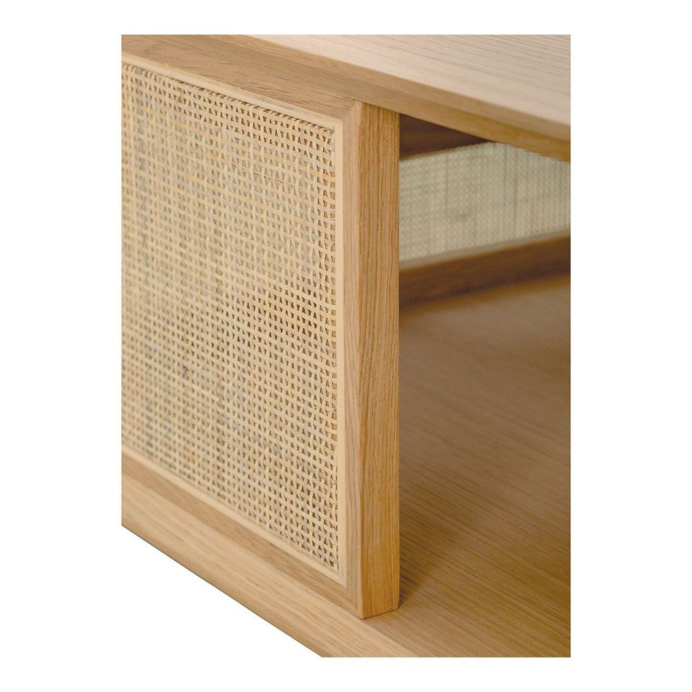 Tables basses - Table basse AUGUSTIN chêne clair et cannage - BLANC D'IVOIRE