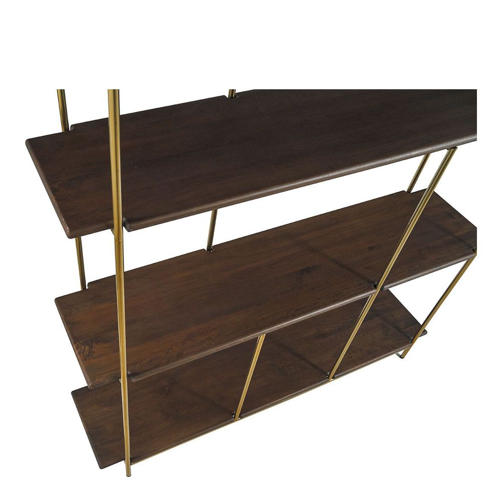 Bookshelves - VICTOR bookcase in waxed mango wood, walnut finish and metal - BLANC D'IVOIRE