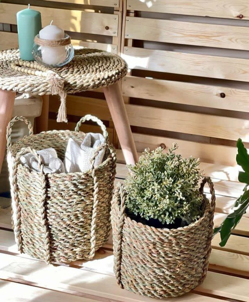 Outdoor space equipments - Twisted Rope Wicker Baskets - FOWA
