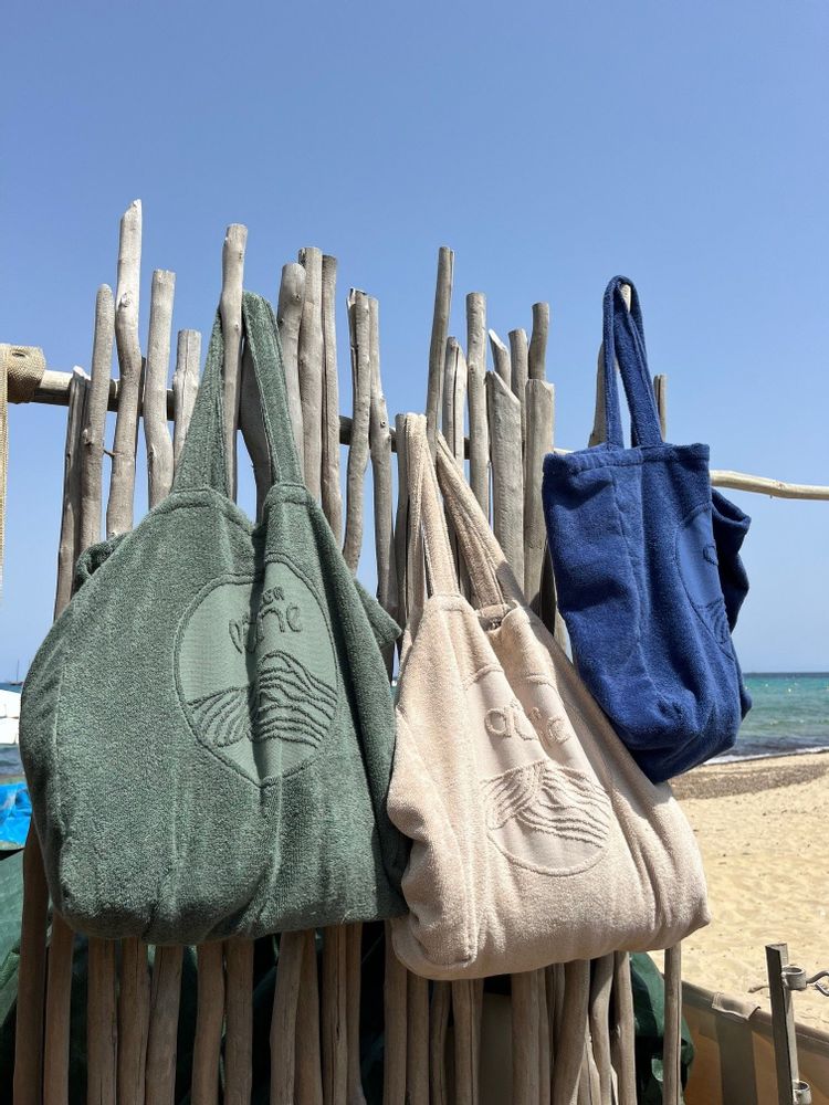 Bags and totes - Maxi Totebag in 100% certified organic cotton terrycloth - Outremer - ATELIER DUNE