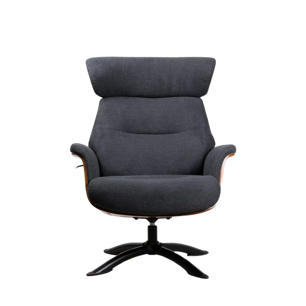 Armchairs - OSAKA Lounge Chair - Solid Wood and Grey Fabric - VIBORR