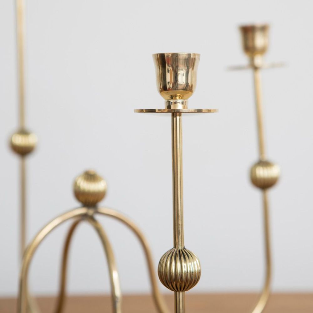 Decorative objects - Multiple brass candle holder - MAHE HOMEWARE