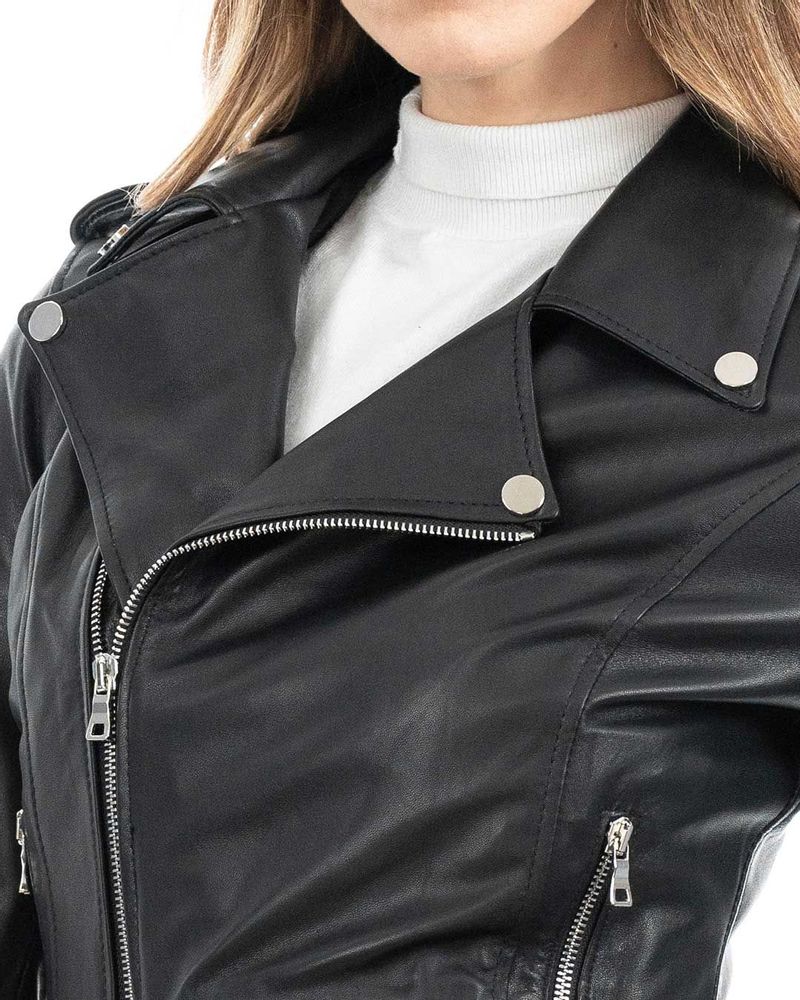 Apparel - Julia Chiodo women with belt in genuine black leather - DOPPIA PELLE