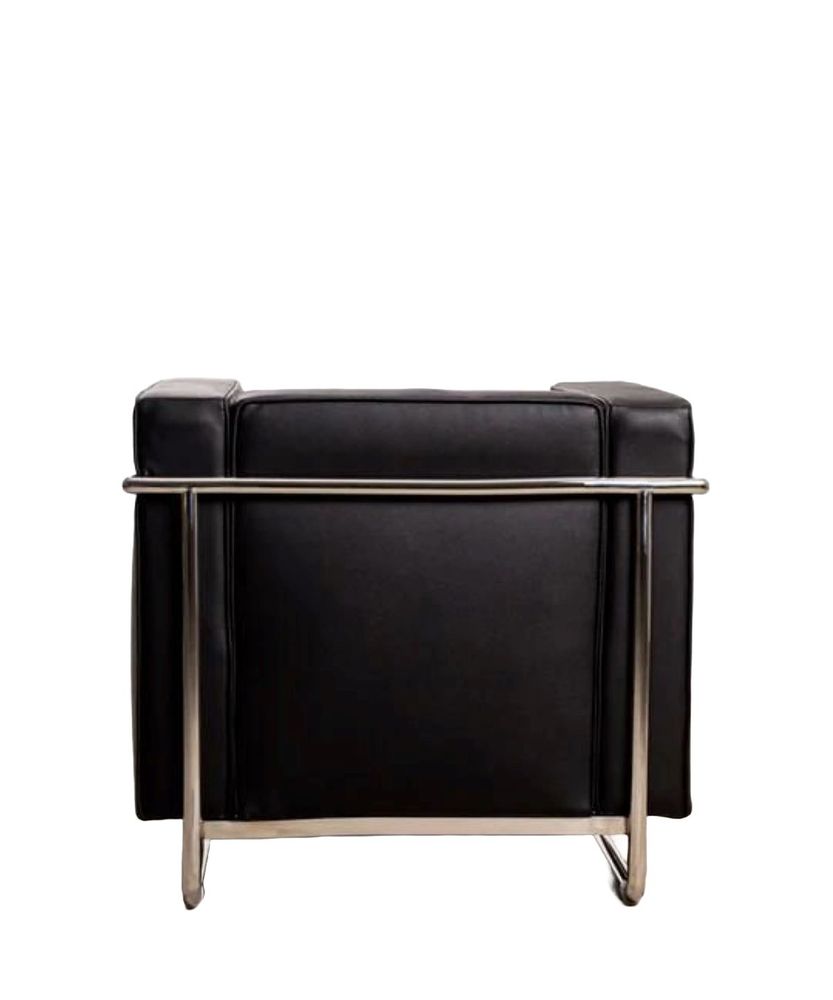 Armchairs - Lounge Box Armchair - Black Italian Leather - VIBORR