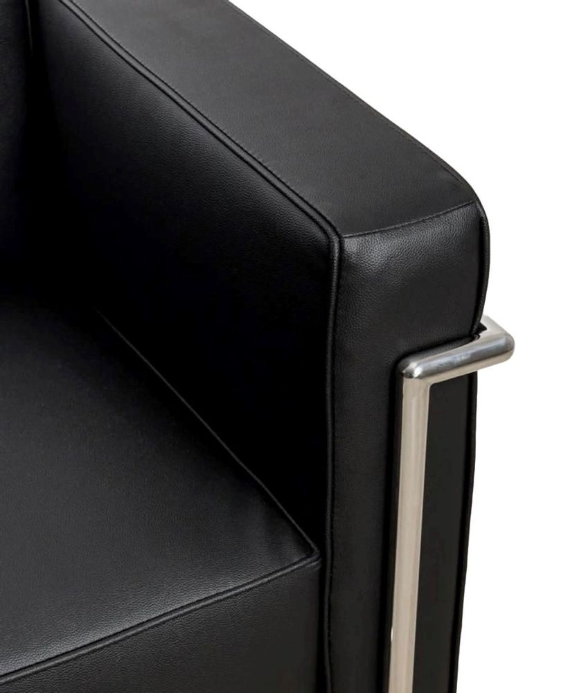 Armchairs - Lounge Box Armchair - Black Italian Leather - VIBORR
