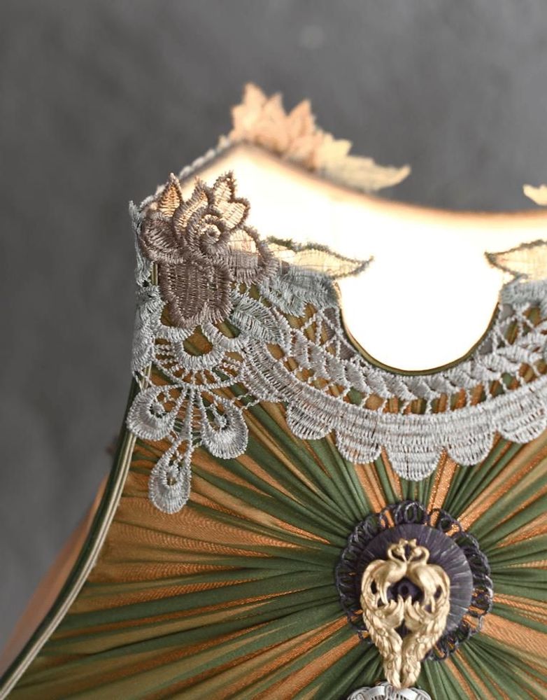 Objets de décoration - Abat-jour Victorien MARQUISE AUX PAONS - BELLE EPOQUE